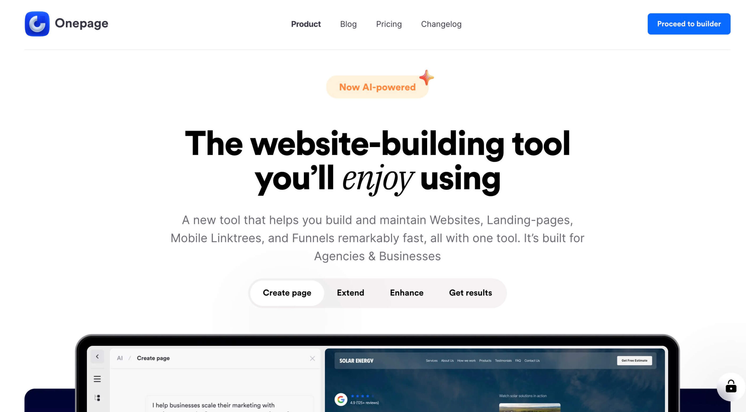 Onepage io Homepage