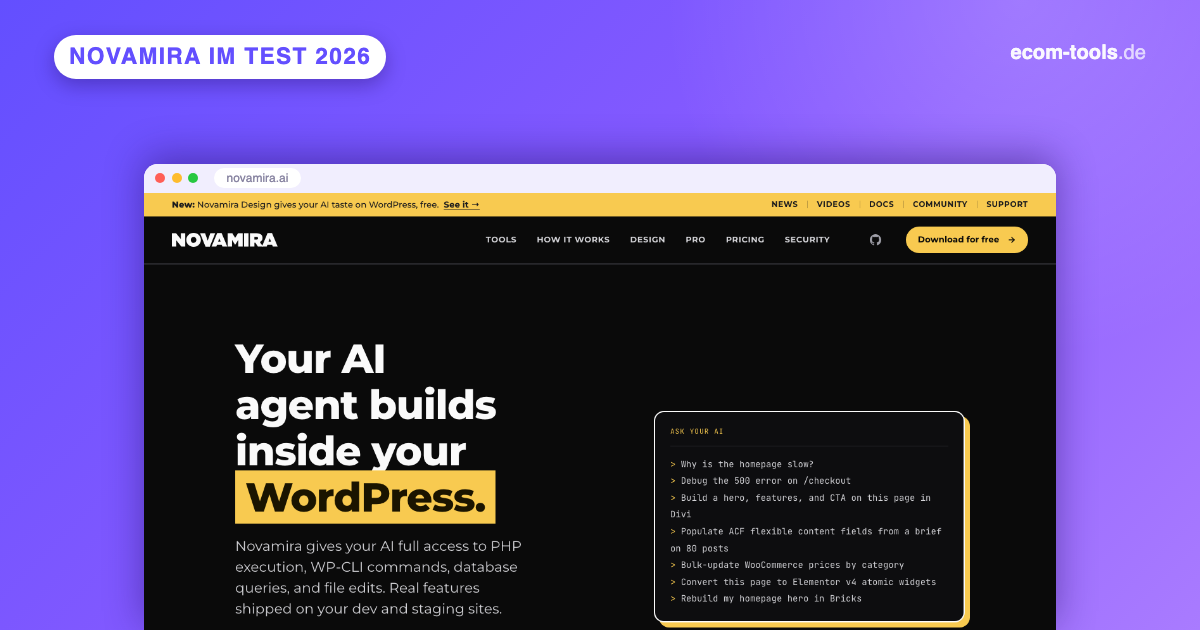 NovaMira im Test 2026: Der MCP-Server, der deine KI auf WordPress loslässt