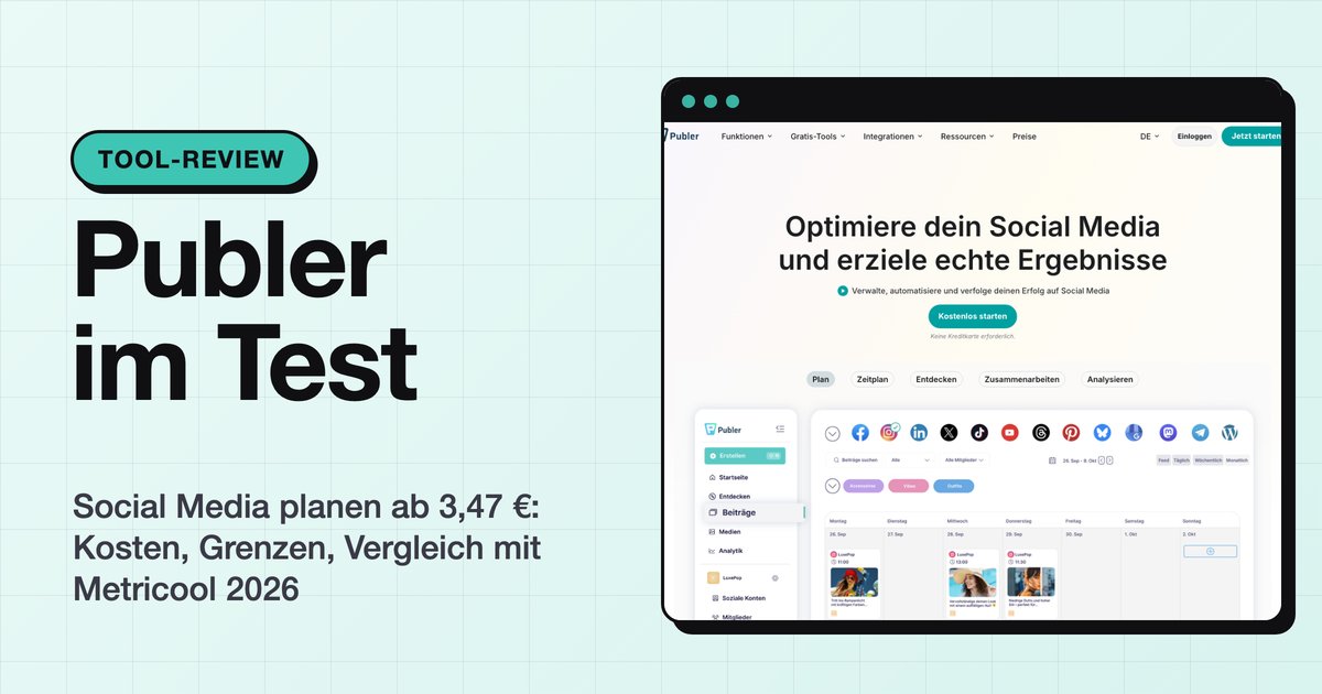 Publer im Test: Titelbild mit Screenshot der Publer-Startseite