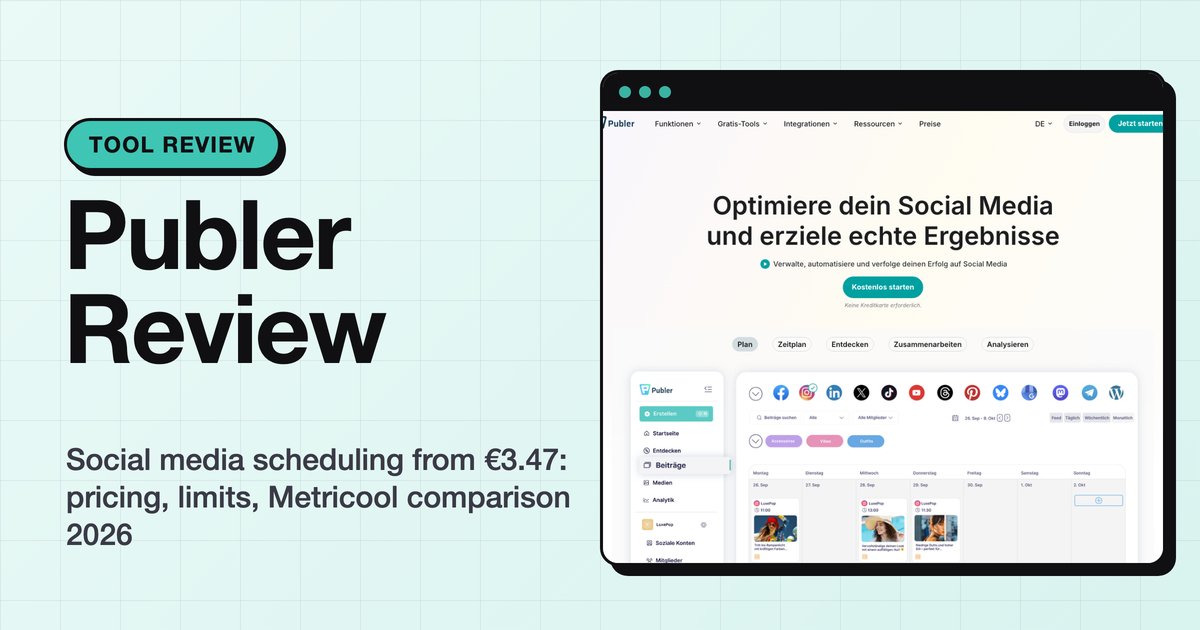 Publer review: title image with a screenshot of the Publer homepage