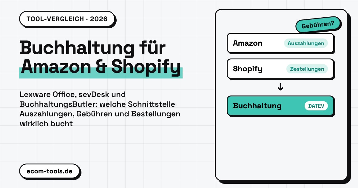 Buchhaltungssoftware mit Amazon- und Shopify-Schnittstelle: Lexware Office, sevDesk und BuchhaltungsButler im Vergleich 2026
