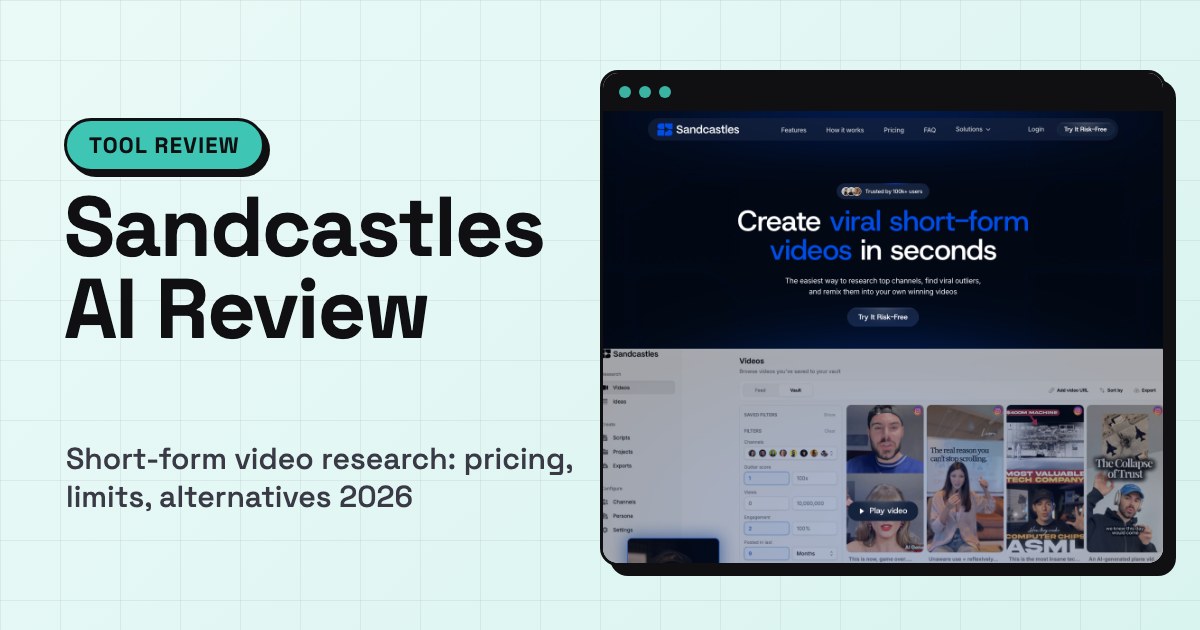 Sandcastles AI review: short-form video research, pricing, limits and alternatives 2026